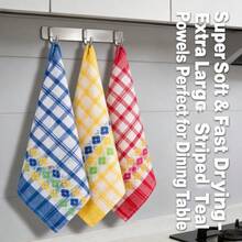 Premium Absorbent Kitchen Towel 5pcs Set - Tea Towels, Ultra Soft And Quick Dry, Made Of Wide Striped Fabric, Suitable For Dining Table, Countertop And Restaurant Coffee Table, Can Be Used As Kitchen Cleaning Cloth, Multiple Colors - 5-piece Set (mixed Colors) - View 9