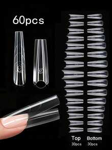 60 Pcs/Bag Sandwich Nail Molds Square Almond Shape Reusable Nail Forms With Guide Lines 15 Sizes Nail Extension Molds Salon & Home DIY Manicure Tools - Multicolor - View 11