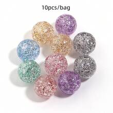 10-100pcs Acrylic Cracked Rainbow Floral Scattered Beads, Starry Straight Hole Round Beads, DIY Bracelet Necklace Accessories, Jewelry Making Beads - Seven-colored Scattered Beads - View 13
