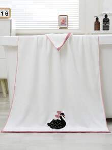 1pc/2pcs White Swan Coral Fleece Bathroom Decor Towel, Soft Absorbent Lint-Free, Unisex Home Use, Beach Wrap, Extra Large Bath Towel, Outdoor Pool Towel, 35*75cm Bath Towel 1pc Or 70*140cm Bath Towel 1pc - White - View 6