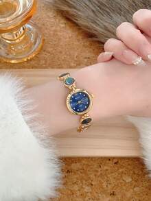 1pc New Fashion Women's Watch, Elegant Triangle Dial, Business Quartz Watch, Suitable For Daily Life, Parties And Banquets - Blue - View 4