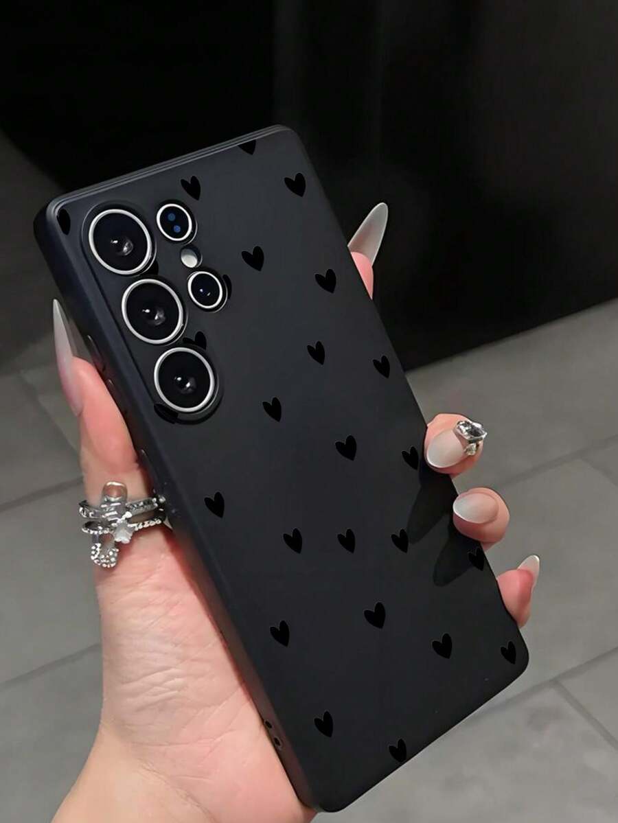 1 Piece Of Fashionable Phone Case. Does Not Include Lanyard Or Stand. Shockproof. Fashionable Leopard Print Heart-Shaped Phone Case, Anti-Drop, Anti-Slip, Compatible With Galaxy A04e/A05s/A13/A14/A15/A34/A35/A50/A52/A53/A54/S21/S22/S23/S24/S25/S25 Ultra, International Version, Not The Domestic Version. - 黑色 2 - 查看 1