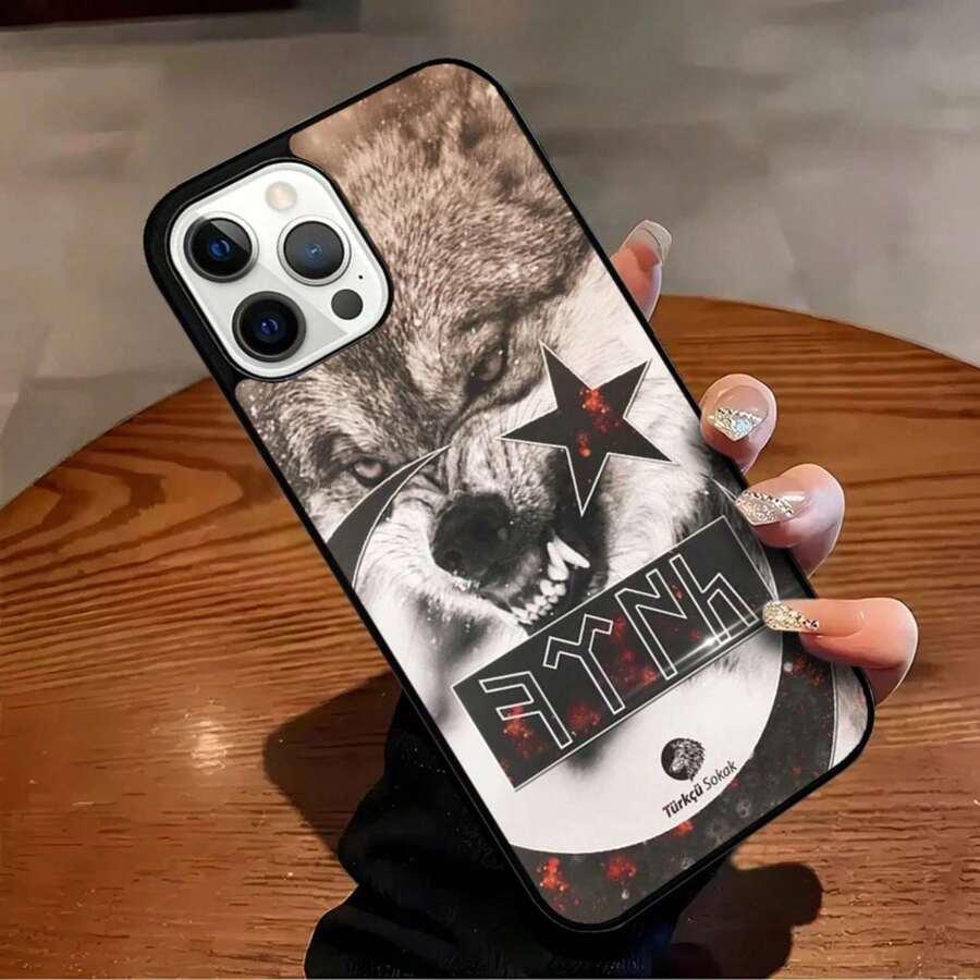 Turkish Language Phone Case, Gray Wolf Design, Compatible With IPhone 17, Air, 16, 15, 14, 13, 12, 11, Pro Max, Max Plus, Protective Case, Case Compatible With IPhone 17 Pro Max, 17 Case, 16 Pro Max Case - MK0132589 - 查看 1