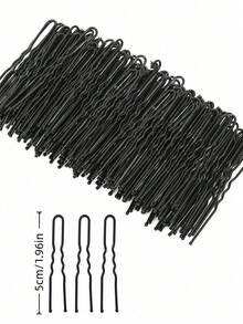 Pinzas para el cabello en forma de U de 5cm/6cm/7cm, tres opciones de longitud, pinzas invisibles negras para moño, adecuadas para mujeres y niñas, herramienta accesorio para fijar el moño de maquillaje, horquillas negras en forma de U - Negro - Ver 12