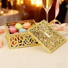 European Style Hollow Gold Wedding Candy Box, Wedding Favor Candy Box, Wedding Gift Storage Box, Wedding Return Gift Candy Packaging Box, Party Holiday Gift Candy Box, Mini Square Wedding Favor Box, Candy Jewelry Universal Storage Gift Box, Halloween Candy Box (Minor Flaws) - View 6
