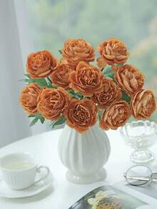 5pcs Realistic Silk Peony Artificial Flowers, Suitable For Wedding, Valentine's Day, DIY Crafts, Home Decor, Spring Decoration And Outdoor Decor - Orange - View 6