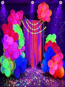 77pcs Fluorescent Glow-In-The-Dark Neon Balloons, Vibrant Colorful Neon Party Decoration Balloons, UV Glowing Balloon Decor, Suitable For Anniversary, Bachelorette Party, Bridal Shower, Birthday Party Decorations - View 5