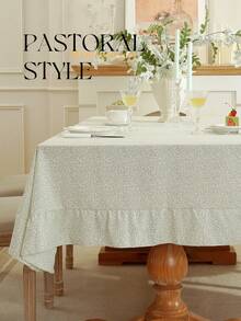 1pc Ruffle Edge Tablecloth, Fresh Country Style, Suitable For Dining Table Decoration, Picnic Tablecloth, Holiday Celebration, Wedding Party Gathering, Birthday Banquet, Daily Dining Table, Kitchen And Dining Room Decor, All Seasons, Home Decor - Sprout Green - View 7