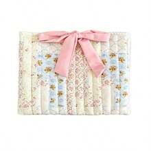 1PC Bow Flower Book Storage Bag Quilted Printed Small Fabric Bag Large Capacity Makeup Bag, Multi-Functional, Practical, Beautiful And Lightweight, Suitable As Gift For Classmates, Friends, Teachers, Family, 4 Patterns And Colors Available,Back To School - C - View 5