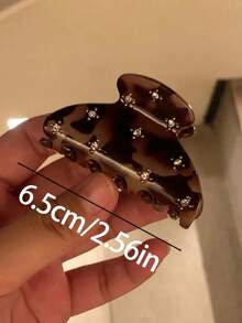2件/1件組 時尚6.5cm/2.56in 塑膠髮夾，玳瑁花紋與白色水鑽設計，百搭髮夾適合日常穿搭、休閒出遊、派對、通勤、海邊度假、馬尾與髮髻、洗臉、化妝、穿搭搭配及夏季度假髮飾 - 彩色 - 查看 3