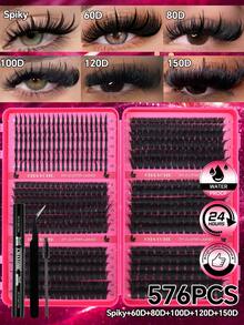 720/684/648/200pcs Multi-Style D-Curl Eyelash Cluster Set, 8-16mm Large Capacity Individual Lashes. Easy For DIY Daily Makeup Use At Home. Suitable For Date, Travel, Photography, Wedding, Holiday And Cosplay Makeup Gorgeous False Eyelashes - Multicolor - View 8
