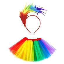 2pcs/1set Colorful Theme Set, Colorful 2-Piece Set Including Skirt And Headpiece, Suitable For Theme Parties, Cosplay, Easter, Valentine's Day, Party Gatherings - Multicolor - View 5