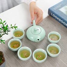 7pcs Summer Outdoor Portable Tea Set, Travel Tea Set Portable Outdoor Kung Fu Tea Set, Home Desktop Decoration Accessories, Suitable For Gifts, Can Be Used As Coffee Cup, Coffee Pot - Multicolor - View 5