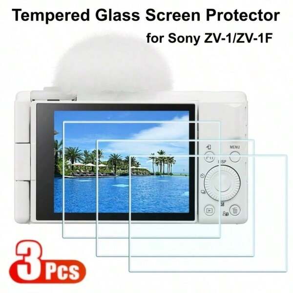 3 miếng kính cường lực bảo vệ màn hình độ cứng 9H, tương thích với NEX7/NEX6/ZV-E10/ZV-E10K/ZV-1/ZV-1 II/ZV-1F/A7C II/ZVE10 II/A7M4/A7R5/A7RM5/A7R V/NEX-5T/NEX-5R/NEX-5C, cảm ứng nhạy, độ trong suốt cao, không bong bóng, chống vân tay và chống vết dầu