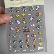 Warner Bros 2pcs/1pc Pack, Tom And Jerry & Mary 5D Embossed Nail Art Stickers - Cute Cartoon Decals, Suitable For Nail Art, Scrapbooking And DIY Crafts (Random Style) - Multicolor - View 5