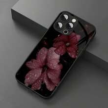 An Elegant Phone Case That Does Not Include A Lanyard Or Stand. This Shockproof, High-End, And Stylish Glass Phone Case Features A Vintage Floral Leopard Print And Intertwined Flowers. It's Compatible With [Brand Name Missing] And Made Of Tempered Glass, Making It A Perfect Spring Gift. - 黑色 9 - 查看 1