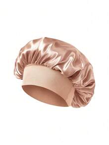 1/2pcs Silk Sleep Cap, Satin Hair Bonnet, Soft Elastic Band Silk Sleep Cap, Curly Hair Suitable Silk Hair Bonnet (Black Gold) - Multicolor - View 14