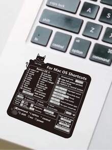 1pc Black Cute Cat Pattern Shortcut Sticker Compatible With All Apple Laptop Series Software Shortcut Command Sticker - View 2