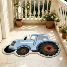 [Soft Sports Carpet] 1pc Blue & White Racing Car Floor Mat, Faux Cashmere, Thickened Carpet, Thick Carpet, Plush Carpet, Autumn/Winter Carpet, Thickened Carpet, Decorative Carpet, Bedroom Decor - Multicolor 9 - View 3