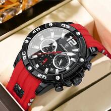 POEDAGAR Men's Luxury Waterproof Extreme Sports Equipment Chronograph Digital Pointer Dual Display Quartz Watch For Daily Business Gifts Father's Day - Red - View 12
