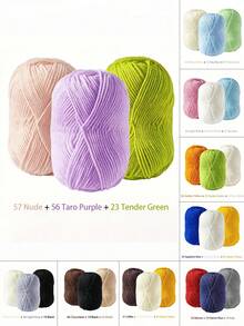 EDCUEBE7 3pcs 100% Polyester Soft Mixed Color Yarn, Approx. 75g Weight, 4 Ply, Suitable For Beginner Handmade Knitting, Hats, Scarves, Gifts, Tote Bags And Other DIY Projects - Multicolor - View 10