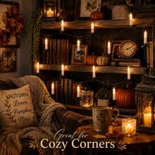1pc LED Halloween Candle String Lights, Battery Operated With Clips, Easy To Hang, Suitable For Halloween, Christmas And Other Holiday Decorations - White - View 2