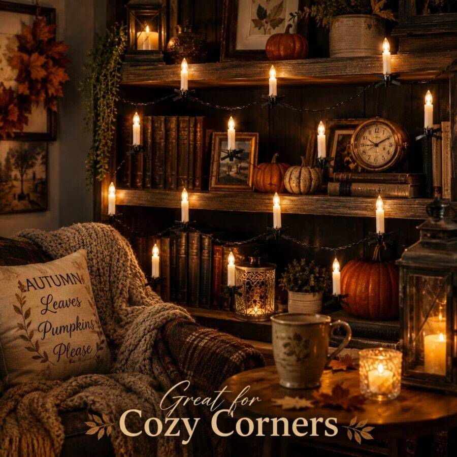 1pc LED Halloween Candle String Lights, Battery Operated With Clips, Easy To Hang, Suitable For Halloween, Christmas And Other Holiday Decorations