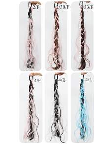 20 Inch Pink/Sky Blue/Black Synthetic Fiber Heat-Resistant Fluffy Ponytail Hair Extensions For Women | Suitable For Halloween, Christmas, Holiday Parties, World Cup - Multicolor - View 3