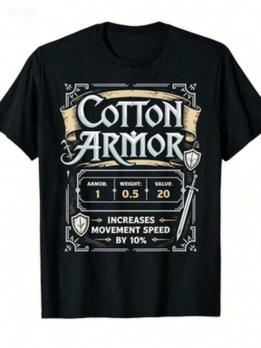RPG Geek PC Game MMORPG Costume Roleplay Gaming Armor T-Shirt - Negro - Ver 1