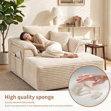 VerdeCore 48" Oversized Single Cloud Sofa Bed, Deep Seat Cushion, No Assembly Required, Boneless Fluffy Couch With Plush Cushions, Modern Sleeper Loveseat For Living Room, Bedroom, Small Spaces, Apartment, Movie Night - 米色 - 查看 7