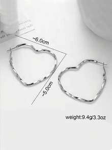 1 Pair Women's White K-Color Brushed Texture Large Hoop Earrings - White K - View 2