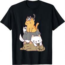 Camiseta de regalo para amantes de los gatos con pila de gatitos - Negro - Ver 2