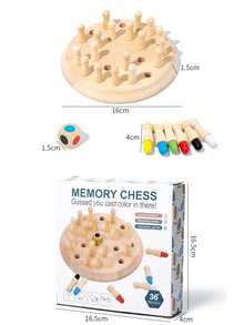 1 Set Wooden Color Memory Chess Game, Concentration Training Brain Teaser Board Game, Parent-Interactive Multiplayer Desktop Puzzle Toy, Montessori Educational Cognitive Game, Christmas Halloween Easter Valentine New Year Birthday Gift For Boys Girl - Multicolor - View 9