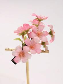 1個甜美粉色調仿碎花髮夾，少女風側髮髻夾，女性拍照用仙氣髮飾，髮爪夾 - 粉色 - 查看 8