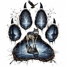 1/2/3PCS Durable Washable Heat Transfer Vinyl, Wolf Paw Tree Hole Lake Water Lone Wolf Reflection Withered Forest Eagle Dry Branch Ink Splatter Pattern Color Heat Transfer, Vinyl Print, Heat Transfer Sticker, Iron-On Transfer Sticker Decal - Suitable For Pillows, DIY, Backpacks, T-Shirts, Canvas Bags, Sweatshirts, Jeans, T-Shirts, Clothing, Sewing Supplies - Multicolor - View 2