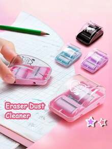 2pcs Desktop Eraser Cleaner Mini Small Pencil Shavings Cleaner Portable Cute Eraser Dust Collector For Elementary Students Desk - A - View 5