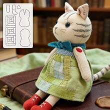 1件小屋洋裝貓咪拼布被子模板 DIY 貓咪圖案縫製模板，手工 DIY 描圖工具拼布縫製寵物模板，手工藝製作切割工具，DIY 愛好者縫製模板 - 經典的 - 查看 9