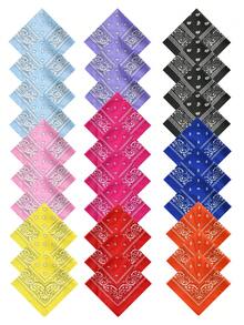 12pcs Fashion Paisley Pattern Square Handkerchiefs Unisex Versatile Accessories DIY Headscarf Hair Tie Scarf All Seasons - Multicolor - View 3