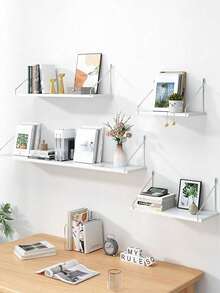 1PC Black Multi-Functional Wall-Mounted Storage Shelf, Space-Saving Bookshelf For Study, Living Room, Bedroom, Kitchen, Bathroom, Toilet, Home Decor, Office Wall Shelf, Book Rack, Storage Rack - White - View 7