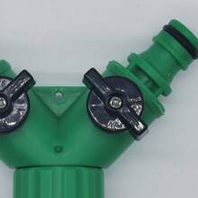 雙閥門Y型水管接頭附快速接頭 - 3/4英吋母螺紋轉接頭，適用於高效園藝澆水、灌溉及溫室流量控制 - 耐用綠黃配色塑膠設計 - A - 查看 6