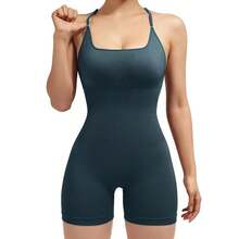 Mono corto de yoga sexy y ajustado para mujer, sin costuras en la espalda, transpirable y de secado rápido, para gimnasio, correr, pilates, fitness y yoga. - shenhui - Ver 3