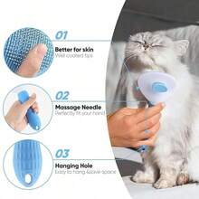 1pc Multi-Color Cat & Dog Grooming Brush, Pet Deshedding Comb, Non-Slip Stainless Steel One-Click Hair Removal Automatic Cleaning Massage Brush Dog Brush Cat Accessory; 1pc Dog Brush Cat Comb Flea Comb, Deshedding Comb, Tangle Separator Tool - Multicolor - View 3