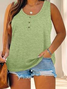 Tallas Grandes - Tallas Grandes - Nuevos Chalecos Casuales Populares de con Botones en Colores Sólidos para Ropa de Mujer de Talla - Gris - Ver 12