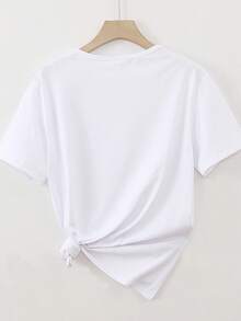 Disney 1pc Women's Short Sleeve T-Shirt, Minnie Mouse Graphic Print, Round Neck, Slightly Elastic - White - View 4