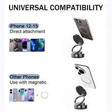 CyberDyer Car Vacuum Magnetic Phone Holder, Strong Magnetic Phone Mount, 360° Adjustable And Reinforced Suction Cup, Suitable For Car/Shower/Travel/Gym/Smooth Mirror, Compatible With Android Phones, Car Accessories - Multicolor - View 7