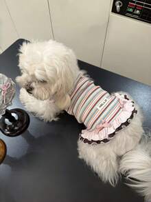 1 Stück Sommer-Welpenkleidung süßes Cartoon gestreiftes Kleid Weste Malteser Yorkshire Terrier Bichon Haustierbekleidung, Kätzchen gestreiftes Sommer-Haustierkleid Hundekleidung gestreift Teddy Bichon Yorkshire Terrier Anti-Haarverlust Haustierkleid - Verschiedenfarbig - Übersicht 6