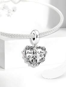 1pc 925 Sterling Silver Virgin Mary Rose Rosary Pendant, Suitable For Women Bracelet DIY Jewelry - Style 12 - View 3