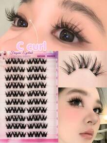 免膠大號假睫毛 C捲 12mm固定長度 60簇 日韓風 免膠設計 DIY快速貼省妝時 單簇睫毛 簡單步驟適合初學者 柔軟輕盈材質 可重複使用 逛街派對日常通勤百搭 打造驚艷造型 實用節日送禮首選 - C - 查看 9