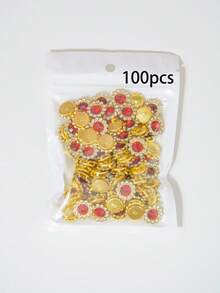 10-200 Pieces Of 12mm Red Rhinestone Flowers, With A Red Rhinestone In The Center Surrounded By Small White Rhinestones, In A Sunflower Pattern. Sparkly Rhinestone Flowers, DIY Craft Accessories, Perfect For Floral Headpieces And Clothing Decoration. - 12mm Red Rhinestone Flower - View 10