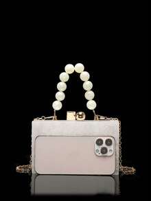 Small Acrylic Bag With Striped Patches - White - View 7